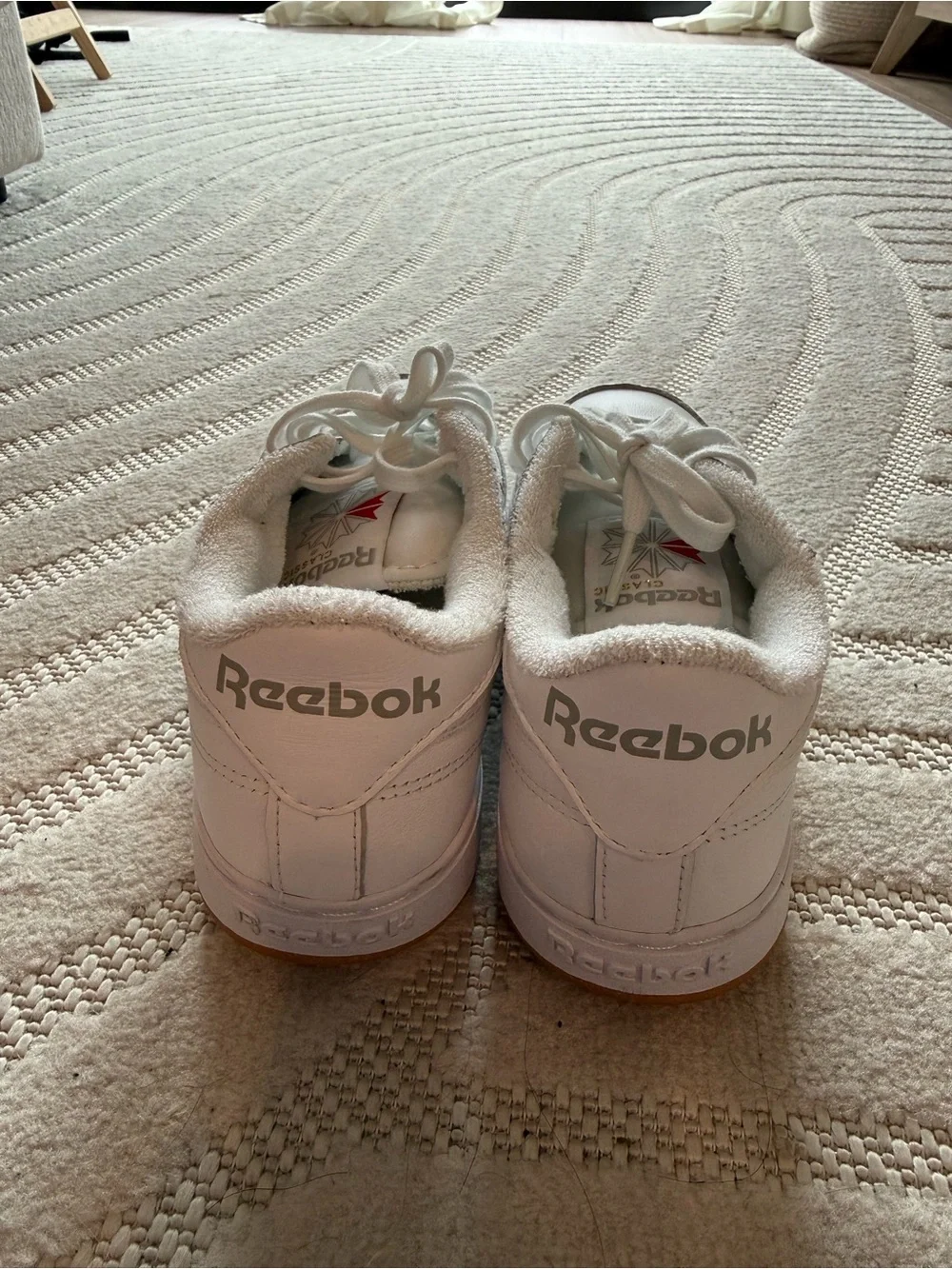 Reebok Kids White Low-Top Leather Sneakers with Gum Outsole
